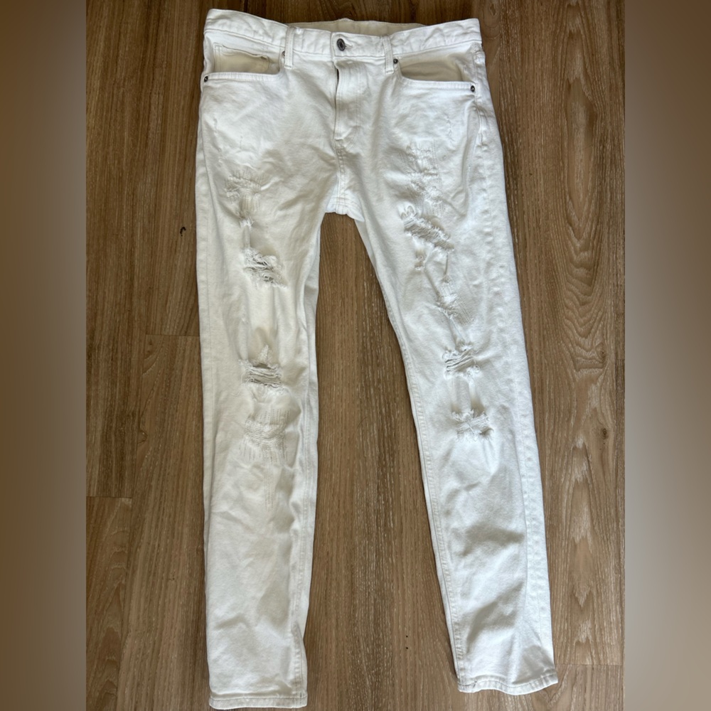H&M Cream Slim Tapered Jeans